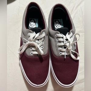 Maroon and grey Vans
